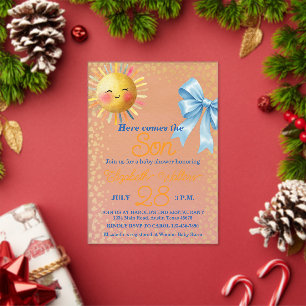 Colourful Here Comes the Son Boy Baby Shower Acrylic Invitations
