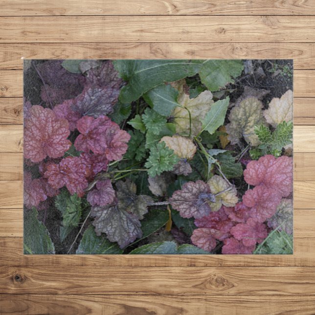 Colourful Heuchera Plant Leaves Botanical Cutting Board (In Situ)