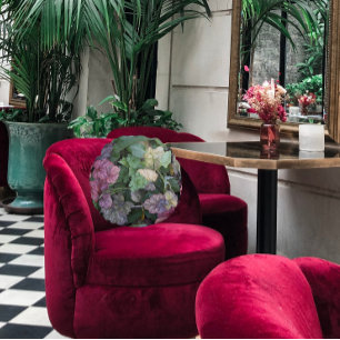 Colourful Heuchera Plant Leaves Botanical Round Cushion