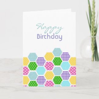 Colourful Hexagon pattern girls birthday card