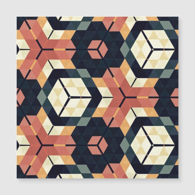 Colourful Hexagon Square Geometric Pattern (Front)