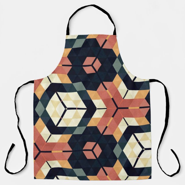 Colourful Hexagon Square Geometric Pattern Apron (Front)