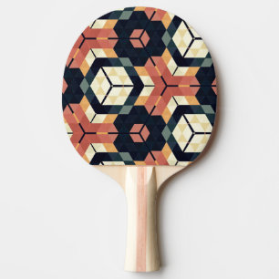 Colourful Hexagon Square Geometric Pattern Ping Pong Paddle