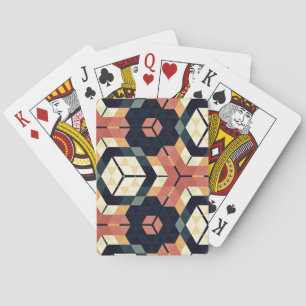 Colourful Hexagon Square Geometric Pattern Playing Cards