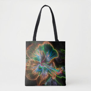 Colourful Hibiscus Abstract Flower Art  Tote Bag