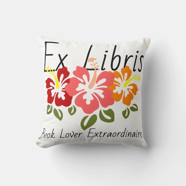 Colourful Hibiscus Book Lover Cushion (Front)