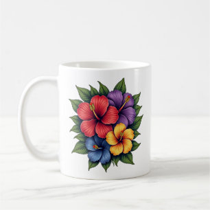 Colourful Hibiscus Flowers Ceramic Coffee Mug