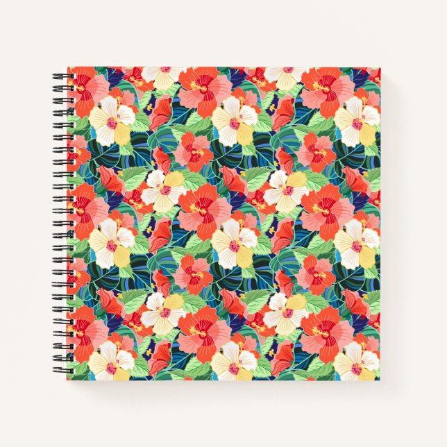 Colourful Hibiscus Pattern Notebook (Front)