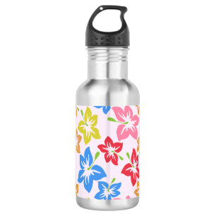Colourful Hibiscus, Pattern Of Flowers 532 Ml Water Bottle