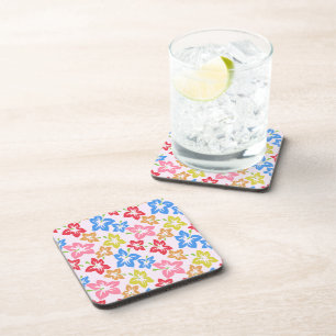 Colourful Hibiscus, Pattern Of Flowers Coaster