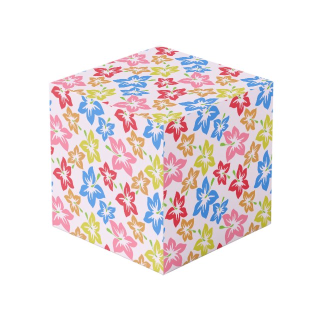 Colourful Hibiscus, Pattern Of Flowers Cube (Front Angled)