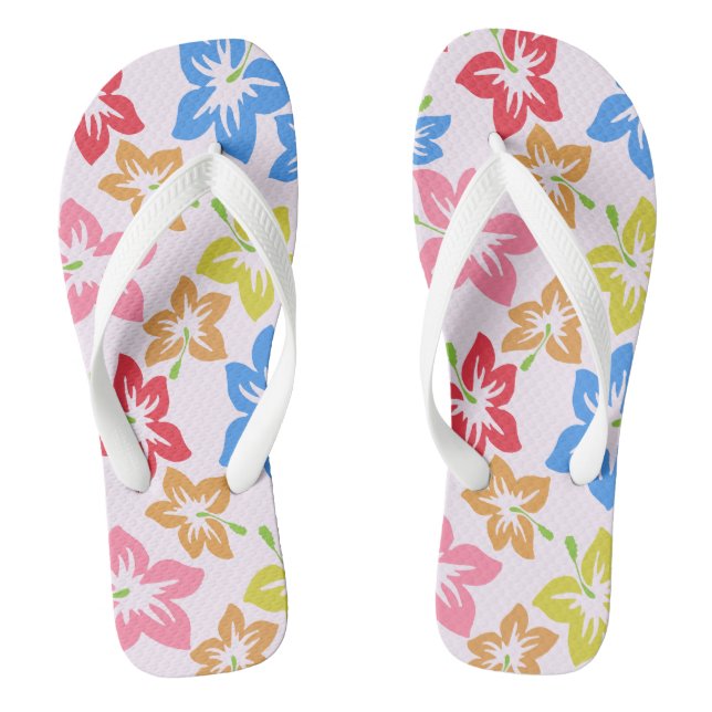 Colourful Hibiscus, Pattern Of Flowers Jandals (Footbed)