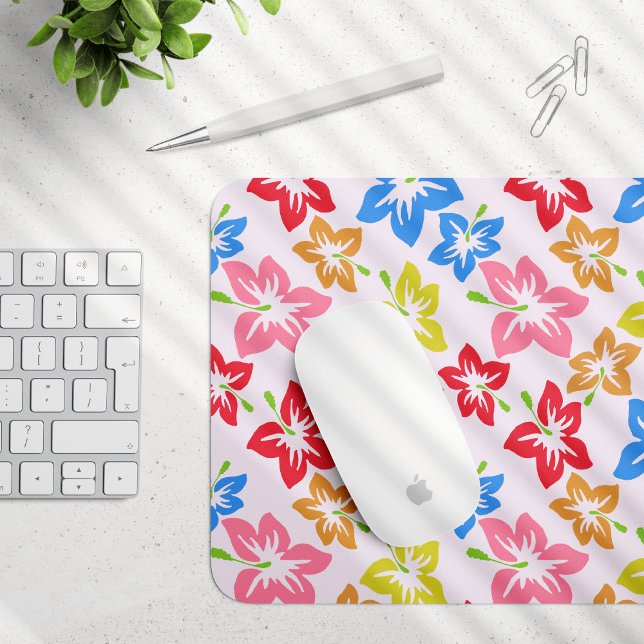 Colourful Hibiscus, Pattern Of Flowers Mouse Pad (Creator Uploaded)