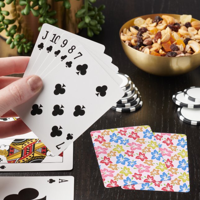 Colourful Hibiscus, Pattern Of Flowers Playing Cards (In Situ)