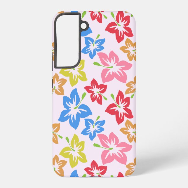 Colourful Hibiscus, Pattern Of Flowers Samsung Galaxy S22+ Case (Back)