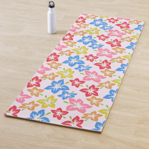 Colourful Hibiscus, Pattern Of Flowers Yoga Mat