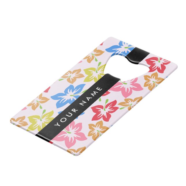 Colourful Hibiscus, Pattern Of Flowers, Your Name (Front Angled)