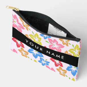 Colourful Hibiscus, Pattern Of Flowers, Your Name Accessory Pouch