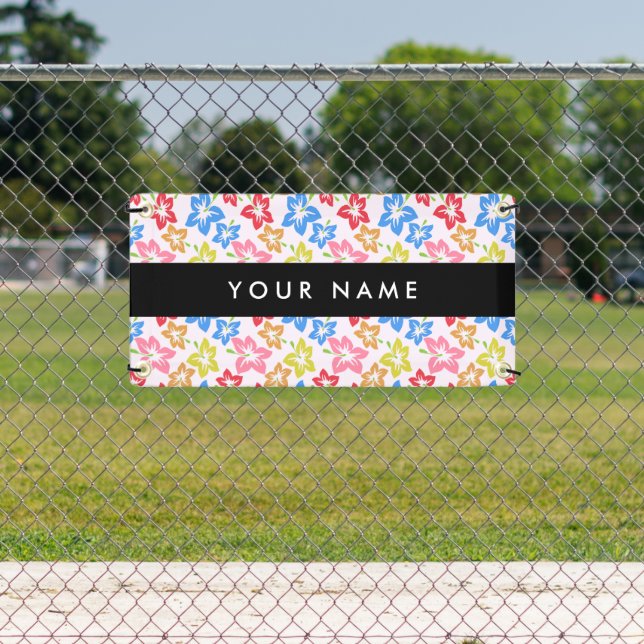 Colourful Hibiscus, Pattern Of Flowers, Your Name Banner (Insitu)