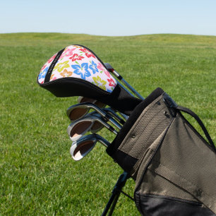 Colourful Hibiscus, Pattern Of Flowers, Your Name Golf Head Cover