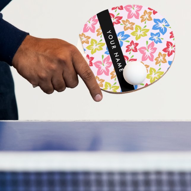 Colourful Hibiscus, Pattern Of Flowers, Your Name Ping Pong Paddle (Insitu)