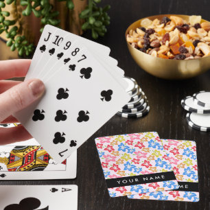 Colourful Hibiscus, Pattern Of Flowers, Your Name Playing Cards