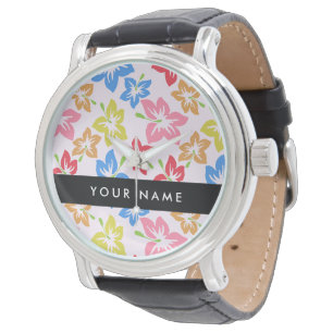 Colourful Hibiscus, Pattern Of Flowers, Your Name Watch