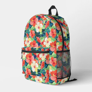 Colourful Hibiscus Pattern Printed Backpack