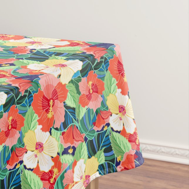 Colourful Hibiscus Pattern Tablecloth (In Situ)