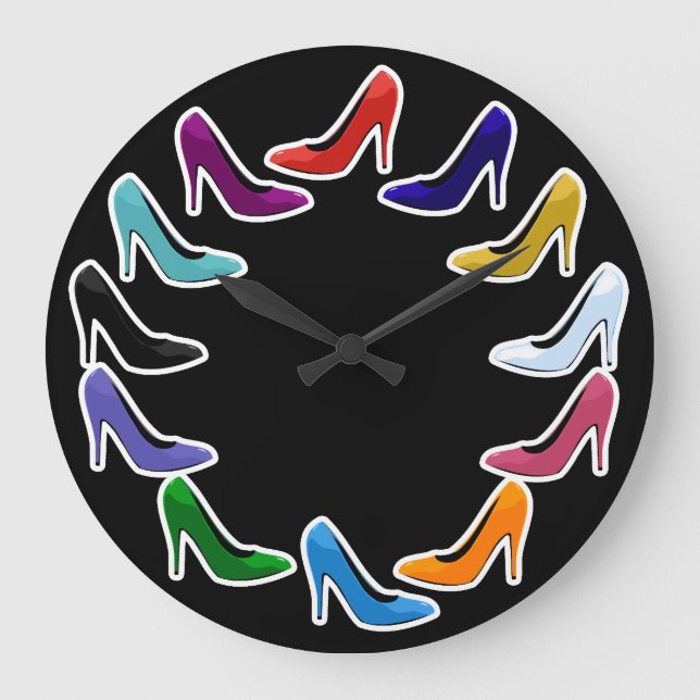 Colourful High Heel Shoes Large Clock (Front)