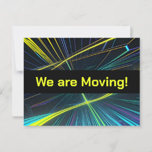Colourful High Tech Lights Change of Address Postcard