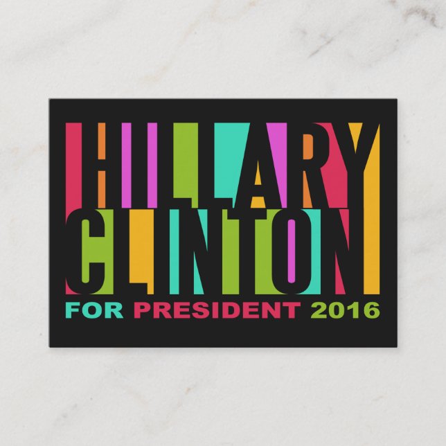 Colourful Hillary Clinton 2016 business cards (Front)