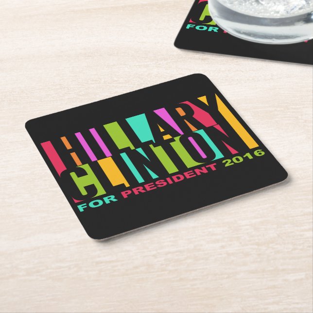 Colourful Hillary Clinton 2016 coasters (Angled)