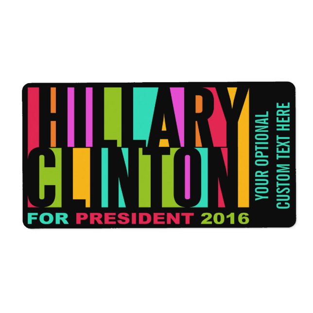 Colourful Hillary Clinton 2016 custom labels (Front)