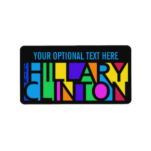 Colourful Hillary Clinton 2016 custom labels