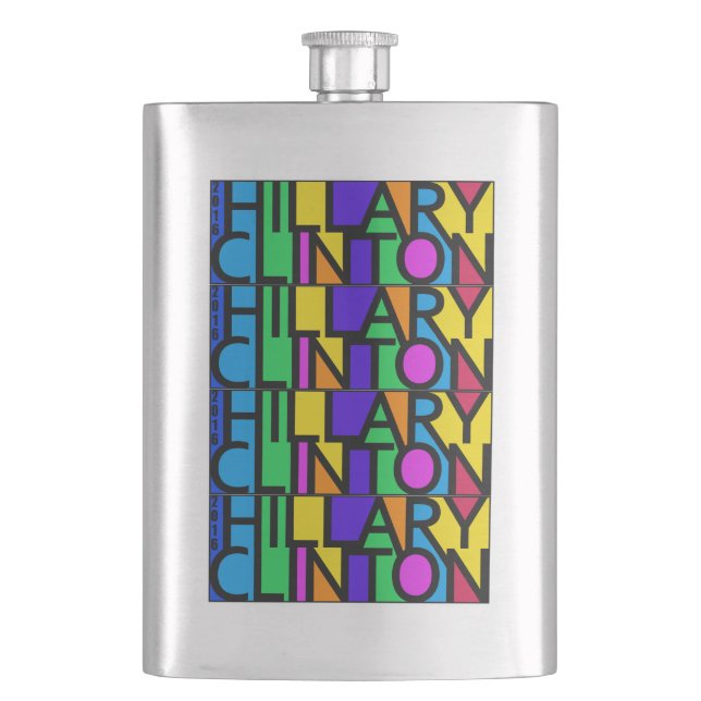 Colourful Hillary Clinton 2016 flask (Front)