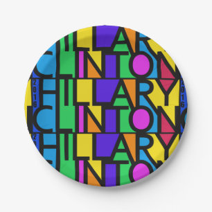 Colourful Hillary Clinton 2016 paper plates