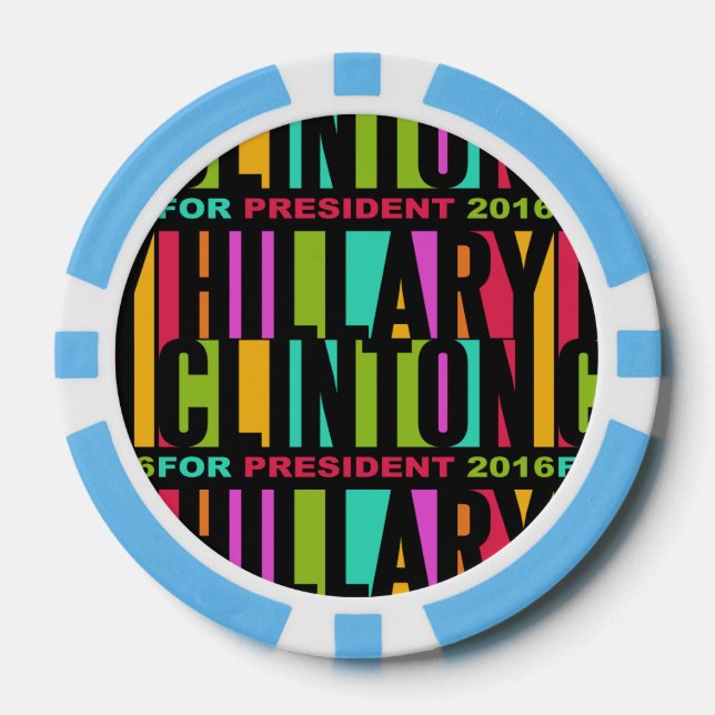 Colourful Hillary Clinton 2016 poker chips (Front)