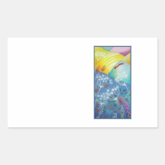 Colourful Hills, Plants and Fox. Rectangular Sticker