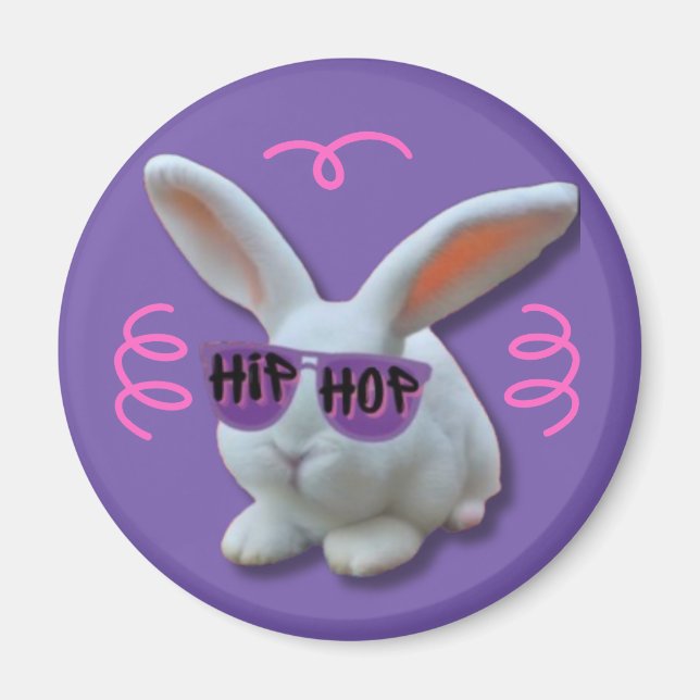 Colourful Hip Hop Bunny  Magnet (Front)