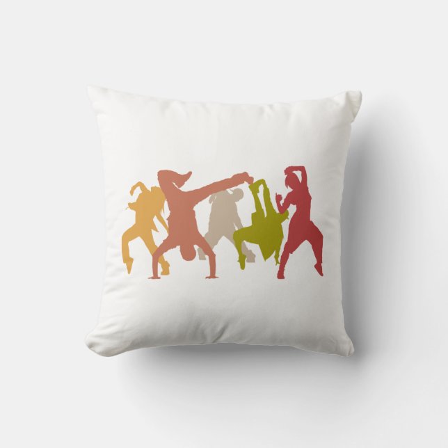 Colourful Hip Hop Dancers Cushion (Front)