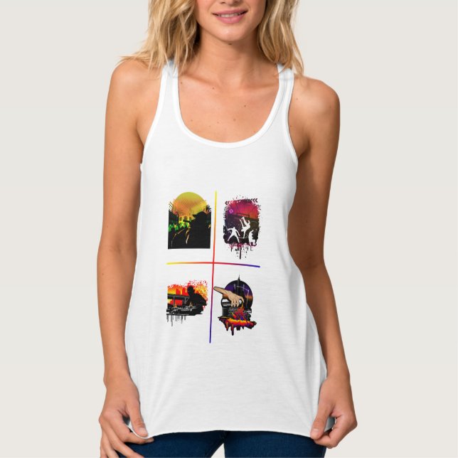 Colourful Hip Hop Elements Tank MC DJ Breakdance (Front)