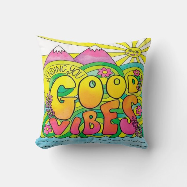 Colourful Hippie Design Cushion (Front)