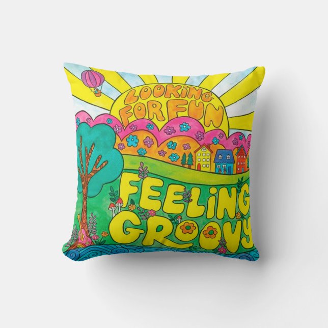 Colourful Hippie Design Cushion (Front)