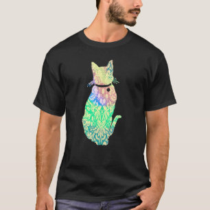 Colourful Hippy Cute Cat T-Shirt