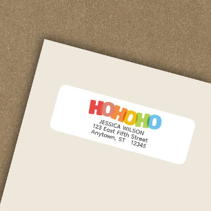 Colourful HO HO HO  Holiday Return Address