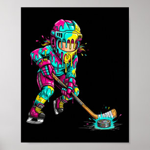 Colourful Hockey Ice Cream Drip Player (1)  Poster