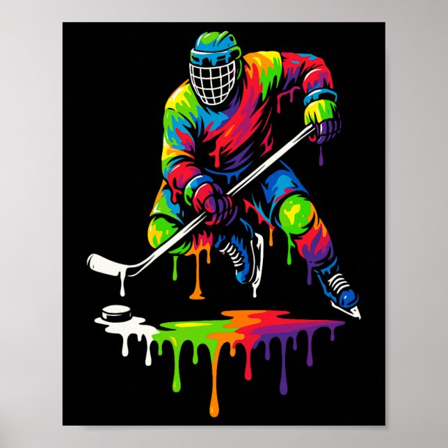 Colourful Hockey Ice Cream Drip Player  Poster (Front)