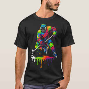 Colourful Hockey Ice Cream Drip Player T-Shirt