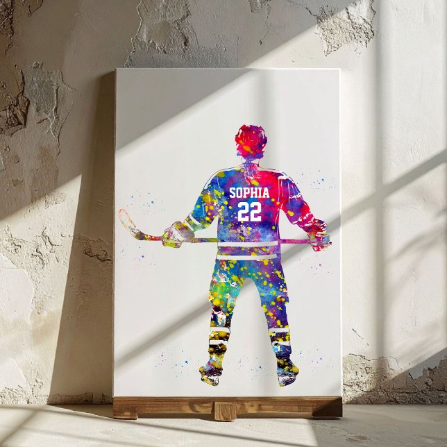 Colourful Hockey Player Canvas Print (Creator Uploaded)